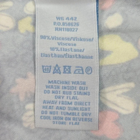 Boden Casual Pull On Skirt Women's 2R Blue Yellow Purple Pink Floral Hearts - Picture 5 of 5